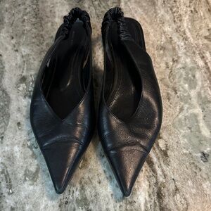 Anine Bing Black Pointed Toe Slingback Mules